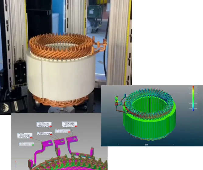 Electric motor stator inspection cell